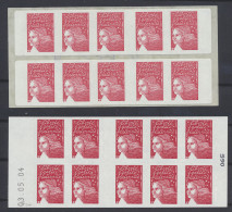 ** N° 3058a-C3 + 3419-C15b Type Marianne De Luquet, Boekje Van 10 Zegels + Idem Le Salon Du Timbre Zonder Fosfor Band, Z - Other & Unclassified