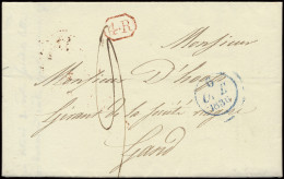 1836 Brief Uit Parijs Naar Gent Op 06.10.1836 En De Zeer Zeldzame Ovale Rode Stempel Van France – Par Quievrain/ B., Det - Other & Unclassified