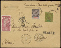 1913 Charge, Aangetekende Brief Gefrankeerd Met Yvert N° 33, 34 En 59 20c. En 25c. - Type Groupe - Guadeloupe En 10c. Mo - Sonstige & Ohne Zuordnung