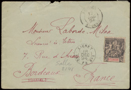 1894 Brief Gefrankeerd Met Yv. N° 39 25c. - Type Groupe - Réunion Verstuurd Uit St. Denis Naar Bordeaux/France Via Ligne - Otros & Sin Clasificación