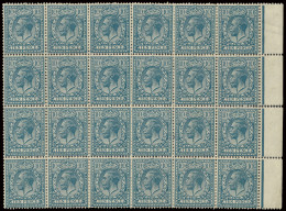 * N° 428 (S.G.) 1924 - 10 Pence Turqoise Blue In Block Of 24, Upper And Lower Rows Of 6 With Hinge, Centre Block Of 8 MN - Other & Unclassified