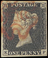 N° 2 '1840, One Penny Black' With Red Maltese Cross, Fine Stamp (SG £ 375) - Other & Unclassified