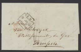 1851 Brief Met Inhoud Uit Londen Op 2.1.1851 Naar Brussel, Op Versozijde Angleterre Par Ostende Op 3 Janv (groen) En Aan - Otros & Sin Clasificación