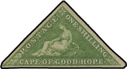 * N° 8 (S.G.) 1858 Seated Hope 1sh. Bright Yellow Green On White Paper With Fine Margins, Large Part Original Gum, Attra - Cabo De Buena Esperanza (1853-1904)