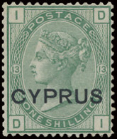 (*) N° 6 (S.G.) 1880 - 1s. Green Mint No Gum, Schaars, Zm (S.G. £850 * / £475 Gest.) - Cyprus (...-1960)