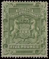 (**) British South Africa Company, N° 12 (S.G.) 1892 - £5 Sage-green, Certificate Richter 1997 Mentions MNH, But In Spit - Otros & Sin Clasificación