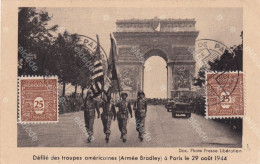 Maximum Card Bradley Army Parade  ( Born Clark ) Triumphal Arch Paris August 29, 1944 . Same Stamps As The View - Autres & Non Classés