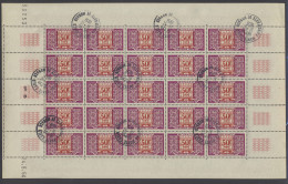 TX 38A (41x) Taxe Zegel 50f. Lilas Et Rouge In Volledig Vel Van 25 Zegels + Blok Van 12 En 4 Losse Ex., Alle Met Postste - Autres & Non Classés