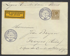 1927 Luchtpostbrief Van Amsterdam-Leidschenplein  Met Enkelfrankering N° 195 (35c. Veth) Naar Troyes (Fr.), Schaarse Fra - Sonstige & Ohne Zuordnung