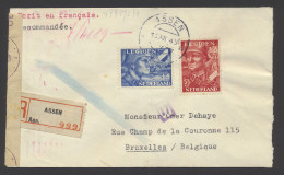 1942 R-brief Van Assen Naar Brussel Met Legioenzegels N° 402/03 Gecensureerd, Zm - Otros & Sin Clasificación