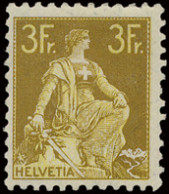 * N° 127 Helvetia 3fr. Bister En Geel, Zm (Yv. €425) - Otros & Sin Clasificación