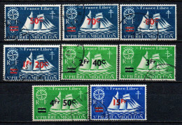 St Pierre Et Miquelon  - 1945 -  Série De Londres  Surch   - N° 315 à 322 - Oblit - Used - Gebraucht