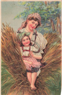 FANTAISIES - Femme Et Sa Petite Fille Dans Une Meule De Foin - Colorisé - Carte Postale Ancienne - Women