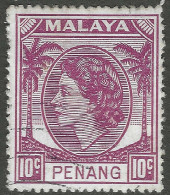 Penang (Malaysia). 1954-57 QEII. 10c Used. SG 34 - Penang