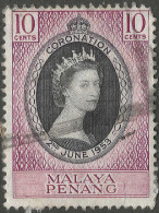 Penang (Malaysia). 1953 QEII Coronation. 10c Used. SG 27 - Penang