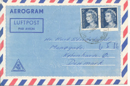 Australia Aerogramme Sent To Denmark 1-10-1968 - Aérogrammes