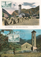 1957 ANDORRE N° 142 6f Clocher Sainte Coloma 2 Cartes Maximum  Andorra La Vella Maxi Card Sant - Maximum Cards