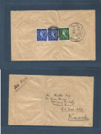 BAHRAIN. 1953. Dec. GPO - India, Karachi (20 Dec) Reverse Multifkd Envelope, Ovptd Issue. 3 1/2 Anna Rate. Cds, Fine. - Bahrain (1965-...)