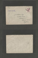 BAHRAIN. 1950 (12 Jan) GPO - UK, London. Ovptd Issue. Single Arrival 6 Anna Fkd Envelope. - Bahrain (1965-...)