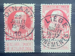 België, 1905, Nr 74, Gestempeld DINANT En LIEGE ABONNEMENTS - 1905 Barbas Largas