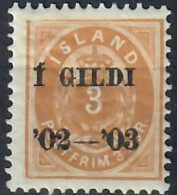 ISLANDA 1902 FRANCOBOLLO DEL 1896 DENTELLATO 12 E 3/4 CON SOPRASTAMPA IN NERO MH/* - Nuovi