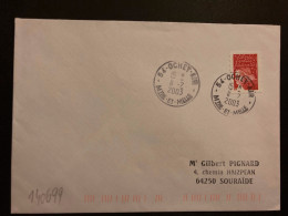 LETTRE TP M DE LUQUET TVP ROUGE OBL.11-2 2003 54 OCHEY AIR MTHE ET MELLE - Military Airmail