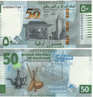 MAURITANIA New 50 Ouguiys PW28 ISSUED 2023 (50th Anniversary Of Currency + Teapot, Musical Instruments ) UNC - Mauritanie