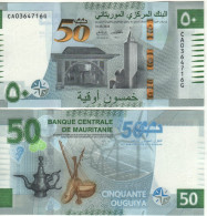 MAURITANIA New 50 Ouguiys PW28 ISSUED 2023 (50th Anniversary Of Currency + Teapot, Musical Instruments ) UNC - Mauritania