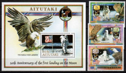 Aitutaki 1989  Space / 1st Moon Landing Scott # 435-438  MNH - Oceanië