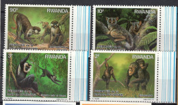 Rwanda 1988 MNH Monkey Fauna Complete Set  CV Michel 8€ - Scimmie