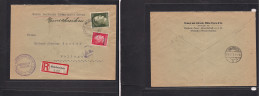 BIELORUSIA. 1943 (11 March) Nazi Occup. Molodetschno - Solingen (19 March) Registered Multifkd Censored Envelope Scarce  - Belarus