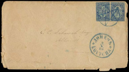 BULGARIA. 1886 (8 May). Sofia - USA. Env Fkd 25c Blue (x2) Blue Star + Cds. Arrival Cds Roughly Opened At Bottom, Otherw - Other & Unclassified