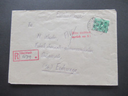 1948 Netzaufdruck MiF Nr.51 II EF Einschreiben Not R-Zettel Stempel Viechtach U. Roter L2 Bitte Quittiert Zurück An SI - Covers & Documents