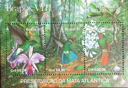 Brazil 1991 Brapex Birds Orchids Minisheet MNH - Sonstige & Ohne Zuordnung