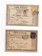 !!! LOT DE 2 CARTES PRECURSEUR TYPE CERES ET SAGE CACHETS DE VALOGNES (MANCHE) - Cartes Précurseurs