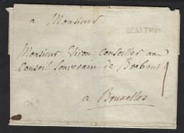 1769 Voorloper Met GRIFFE Stempel MALINES Verzonden Naar BRUXELLES ; Details & Staat Zie Scan ! LOT 163 - 1714-1794 (Oostenrijkse Nederlanden)