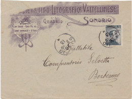 ITALIA - REGNO - SONDRIO - SOCIETA' - LITOGRAFICA VALTELLINESE - BUSTA - VIAGGIATA PER BERBENNO VALTELLINA (SO)1912 - Marcophilia
