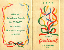 Petit Calendrier 1955 - Salon Coiffure Amiens -  Parfum FESTIVAL  CHERAMY Paris - Petit Format : 1941-60