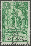 Sarawak. 1955-59 QEII. 1c  Used. Mult Script CA W/M SG 188 - Sarawak (...-1963)