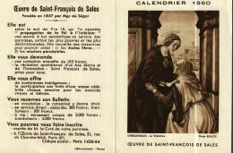 Petit Calendrier  1960 - Religieux     Oeuvre De Saint- François De Sales   Ghirlandajo : La Visitation - Petit Format : 1941-60