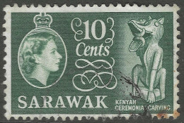 Sarawak. 1955-59 QEII. 10c Used. Mult Script CA W/M SG 193 - Sarawak (...-1963)