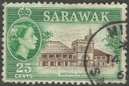 Sarawak. 1955-59 QEII. 25c Used. Mult Script CA W/M SG 197 - Sarawak (...-1963)