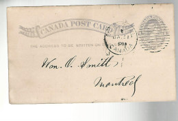 52887 ) Canada Postal Stationery Montreal Postmark  Duplex  - 1860-1899 Reign Of Victoria