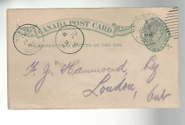 52890 ) Canada Postal Stationery Montreal London Postmarks  Duplex 1890 - 1860-1899 Reinado De Victoria