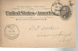 52897 ) USA Postal Stationery Troy Postmark 1896 - ...-1900