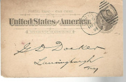 52901 ) USA Postal Stationery Troy  Postmark Duplex 1896 - ...-1900