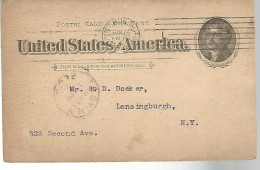 52905 ) USA Postal Stationery Troy Pittsburg Postmarks  1895 - ...-1900
