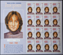 Antigua And Barbuda, 1995, Mi 2293-97, 15th Death Anniversary Of John Lennon, 4 Sheets Of 16 + Block 332, MNH - Music