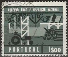 PORTUGAL 1966 40th Anniversary Of National Revolution - 1e - Emblems Of Agriculture, Construction And Industry FU - Used Stamps
