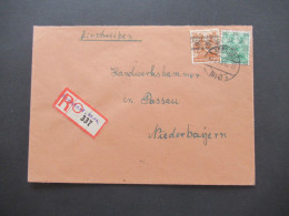 1948 Band / Netzaufdruck MiF Nr.44 I Und 51 II Einschreiben Not R-Zettel Gestempel L1 Arnstorf Ndb. Nach Passau! - Brieven En Documenten